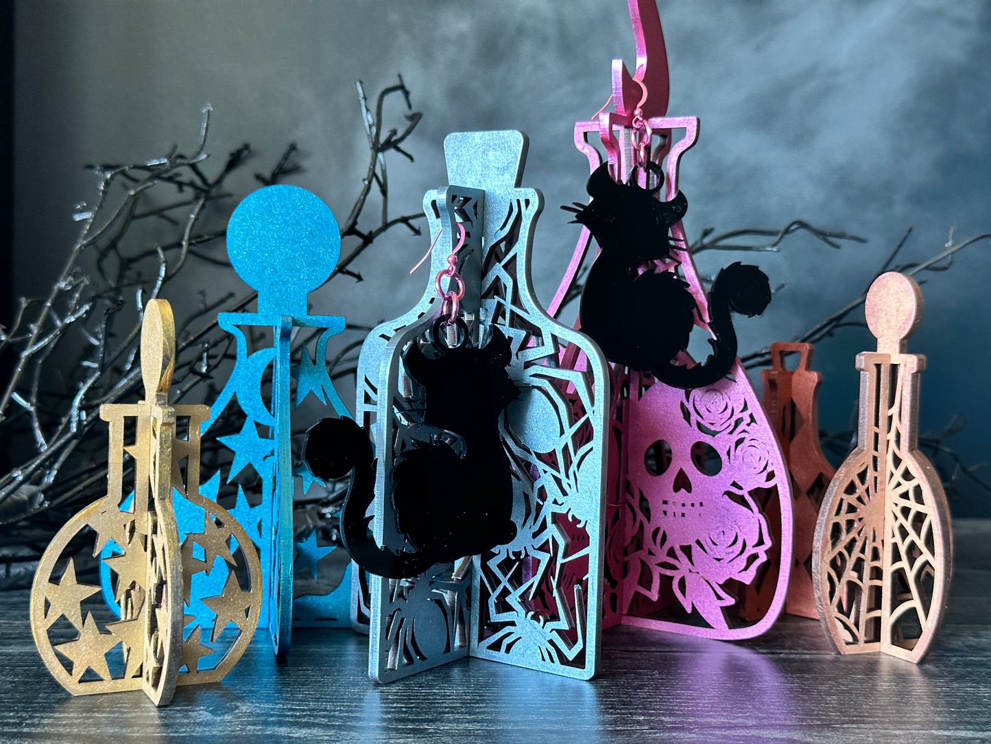 Cat Silhouette Dangle Earrings