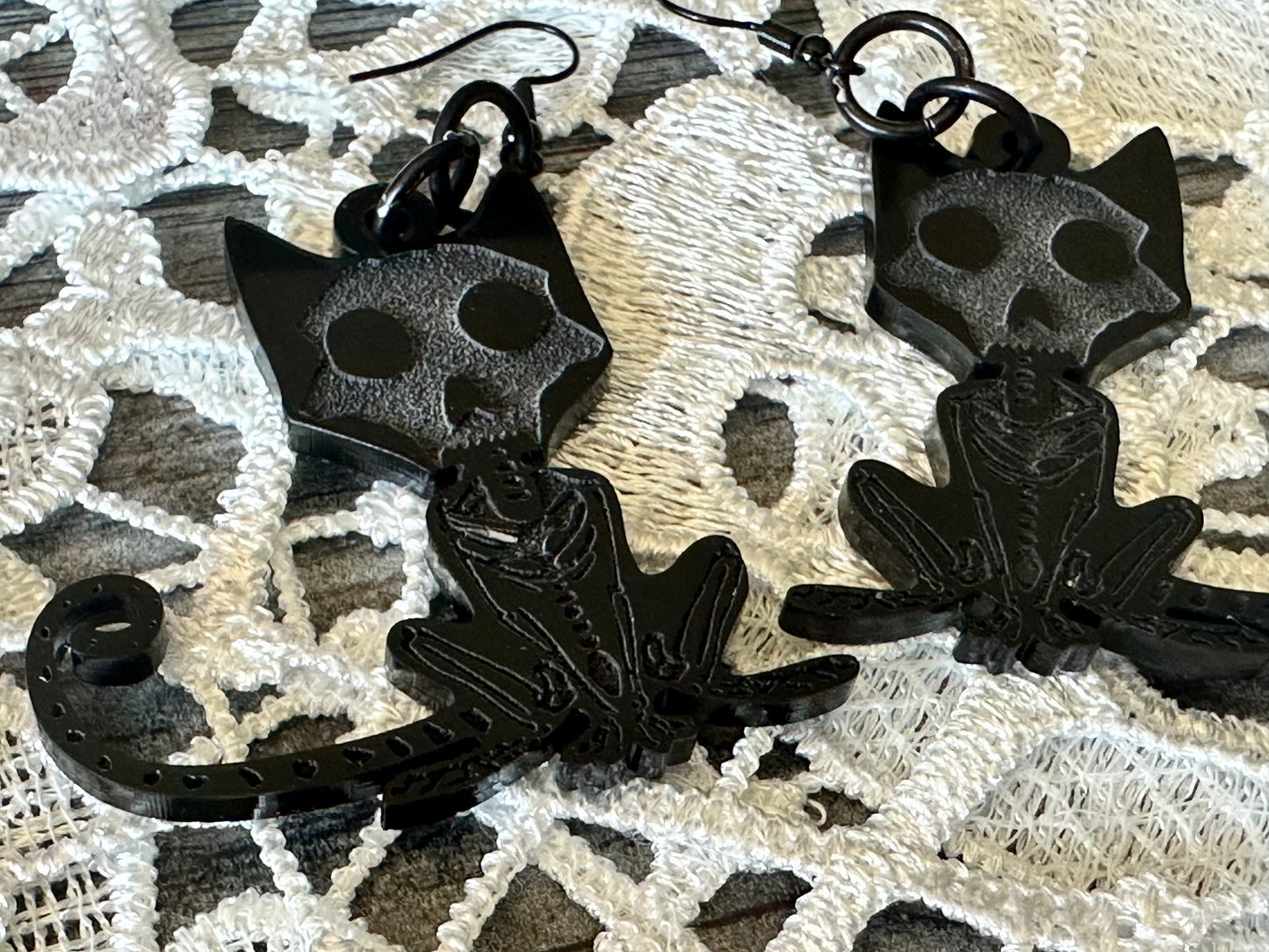 X-Ray Cat Dangle Earrings