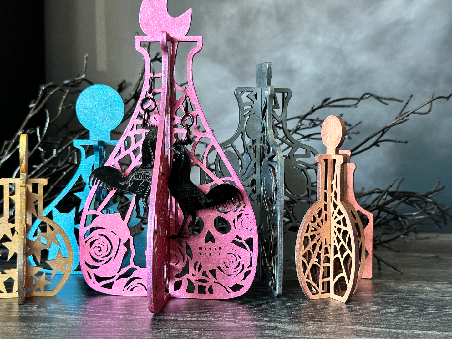 X-Ray Rooster Dangle Earrings
