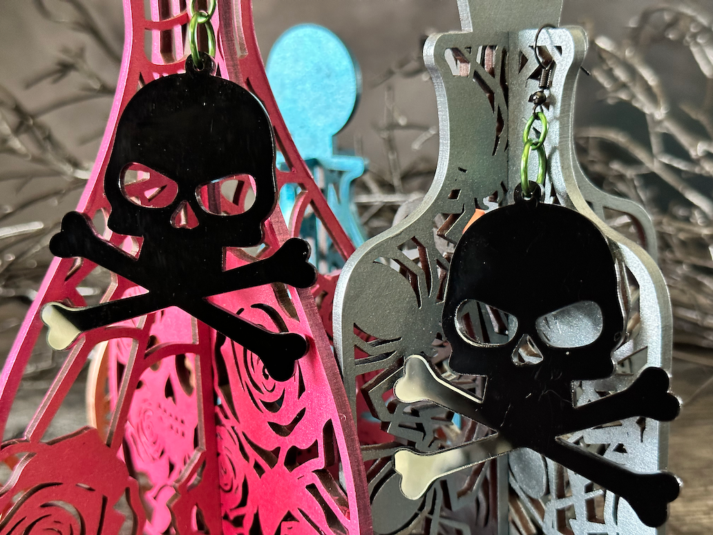 Skull and Crossbones Dangle Earrings