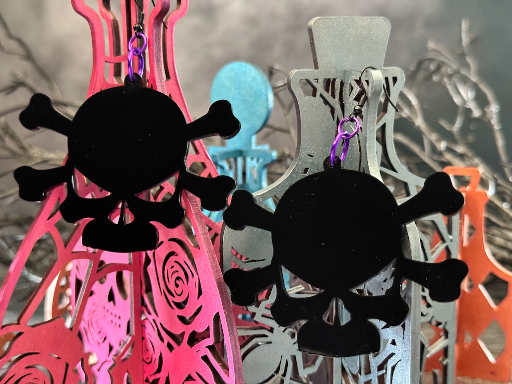 Skull and Crossbones Dangle Earrings