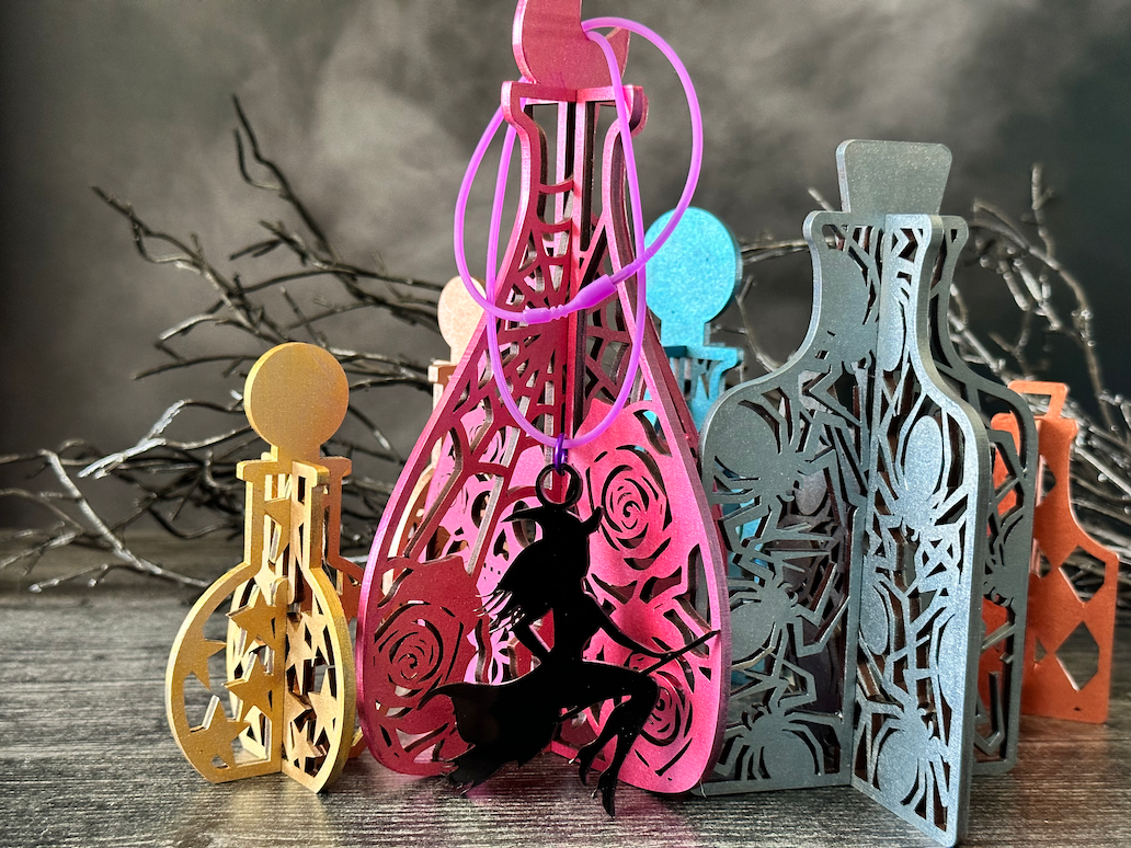 Witch Riding Broom Necklace