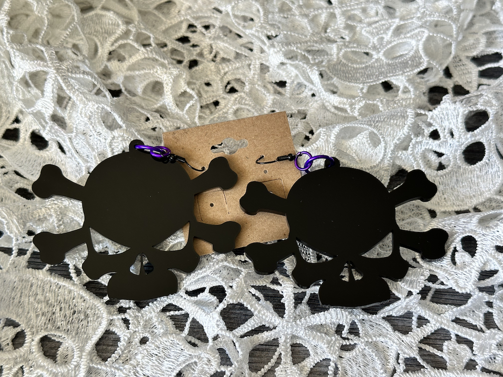 Skull and Crossbones Dangle Earrings