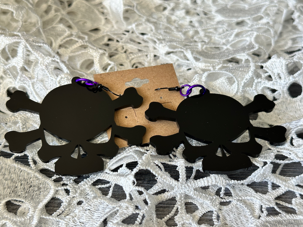 Skull and Crossbones Dangle Earrings
