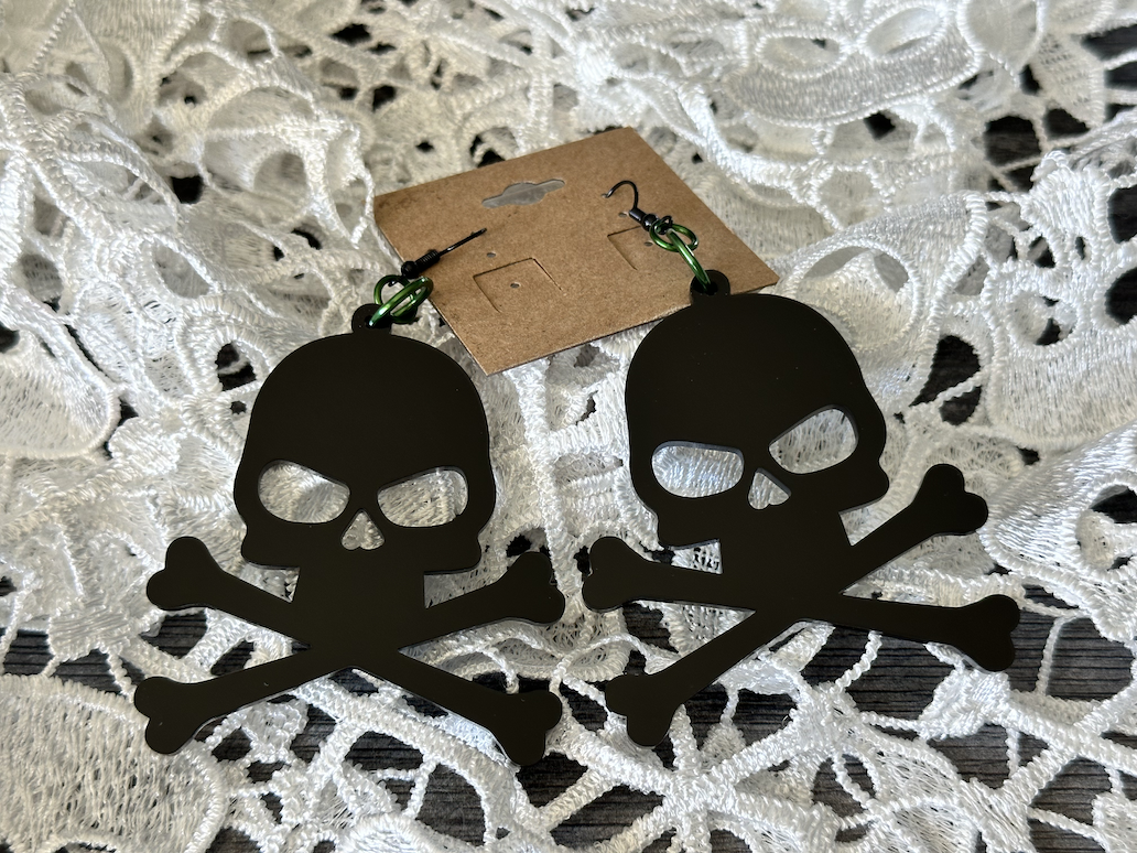 Skull and Crossbones Dangle Earrings