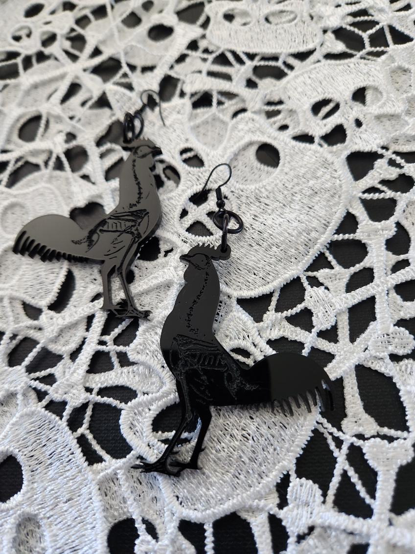 X-Ray Rooster Dangle Earrings
