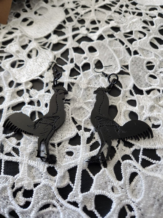 X-Ray Rooster Dangle Earrings